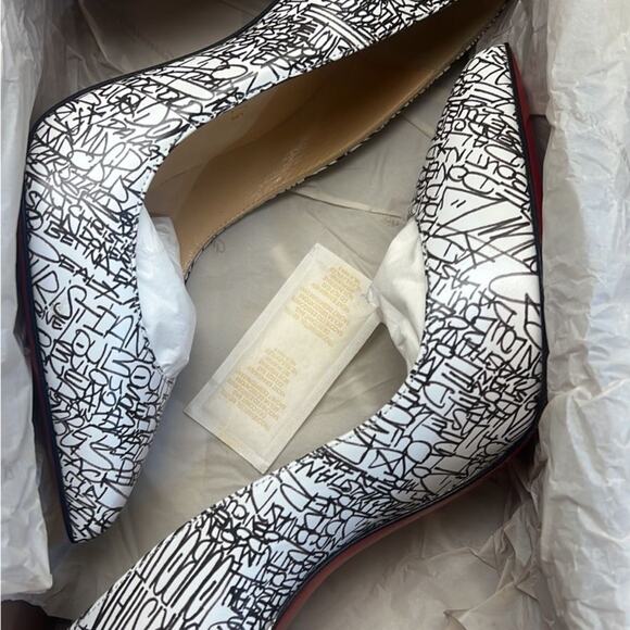 Christian Louboutin Stiletto Pumps White Black Luxurious Texture Size EU 37 NWT - Picture 8 of 8